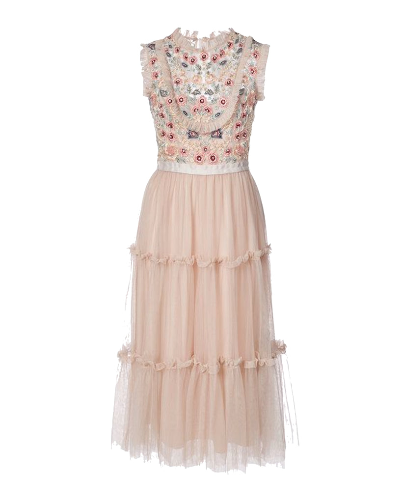 tiered tulle midi dress