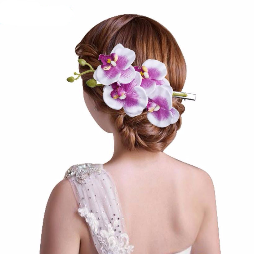 Lovely Orchid Flower Hair Clip Hairpin Bridal Party Wedding