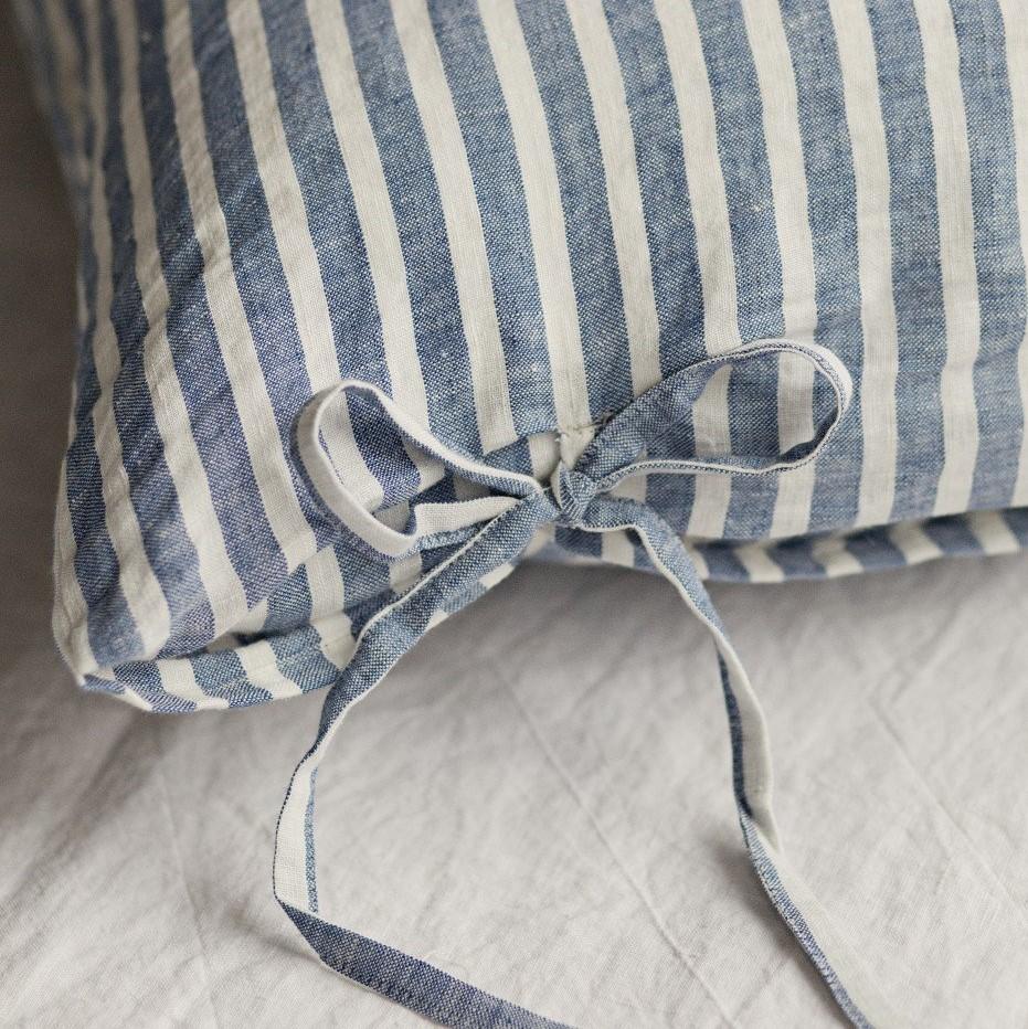 Blue Striped Linen Duvet Cover Oeko Tex Certifed Pre Order