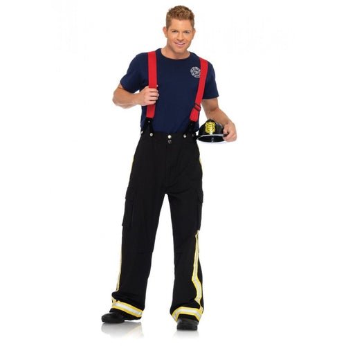 Black-Red Men's Fireman Costume for Halloween Party