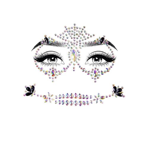 Calavera adhesive face jewels sticker.