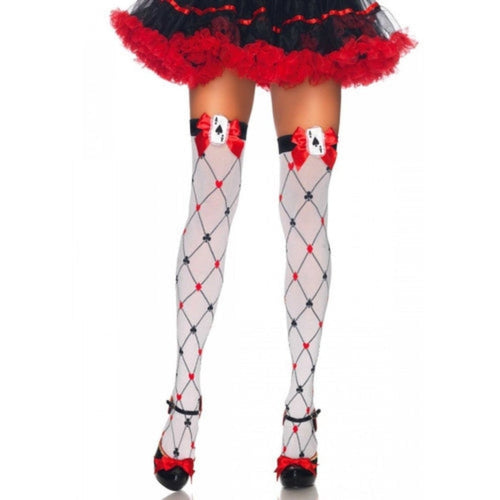 Card Suit Thigh High Stockings