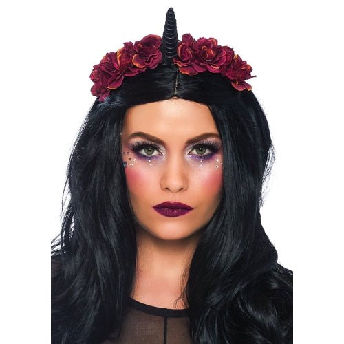 Dark Velvet Unicorn Flower Costume Headband