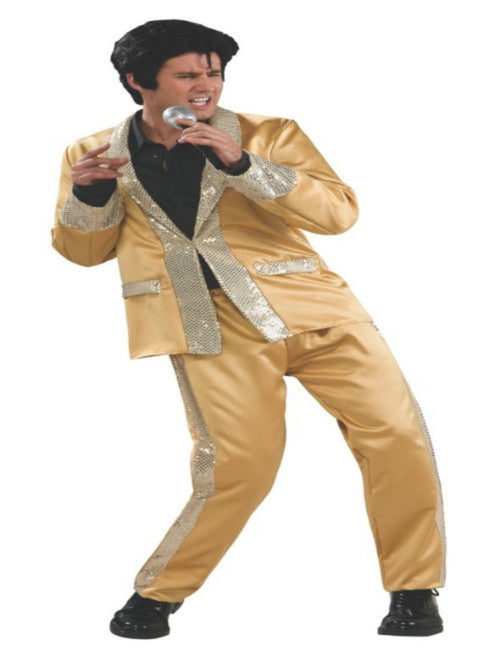 Gold Satin Suit Deluxe Adult Elvis Presley Costume