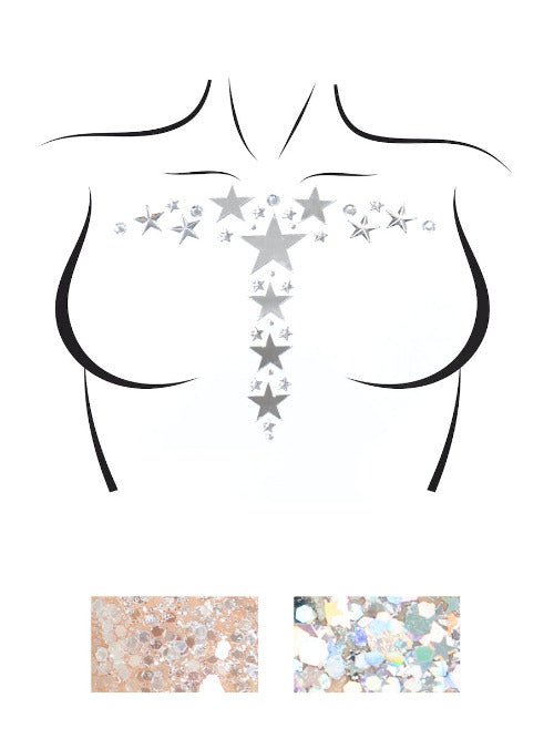 Kismet Adhesive Mirror Star and Rhinestone Body Sticker