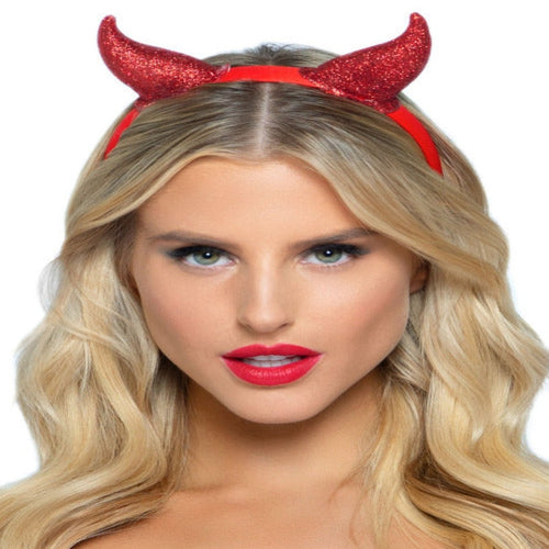 Latex Glitter Devil Horn Headband