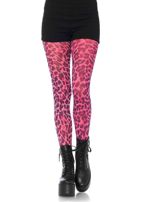 Leg Avenue Women's Neon Leopard Print Opaque Tights