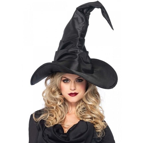 Ruched Witch Hat With Curved Top