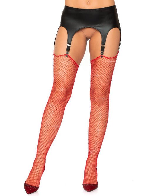 Sandra Rhinestone Fishnet Stockings