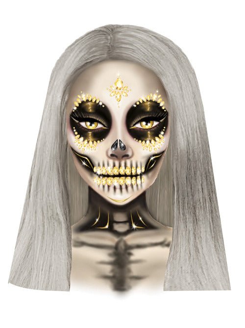 Skeleton Adhesive Face and Chest Jewel Stickers