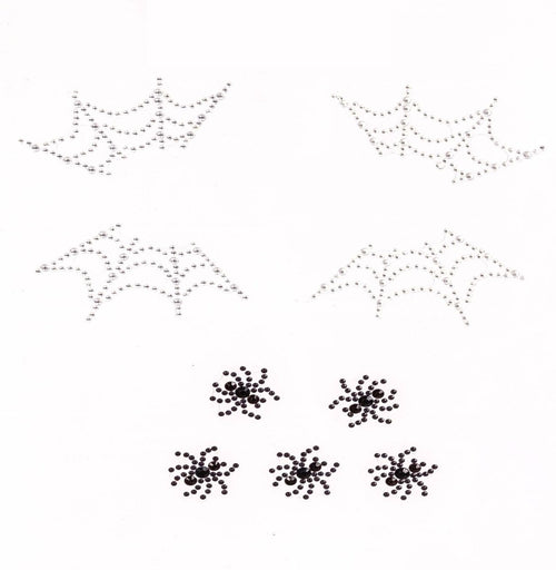 Spider web face jewels sticker.