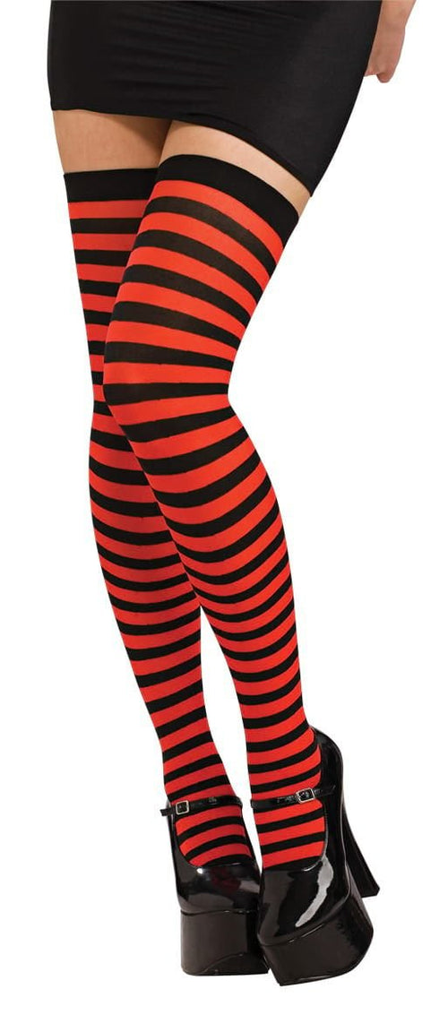 Women's Red/Black Striped Thigh High's