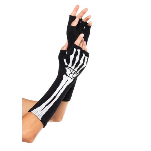 Woven Skeleton Fingerless Gloves