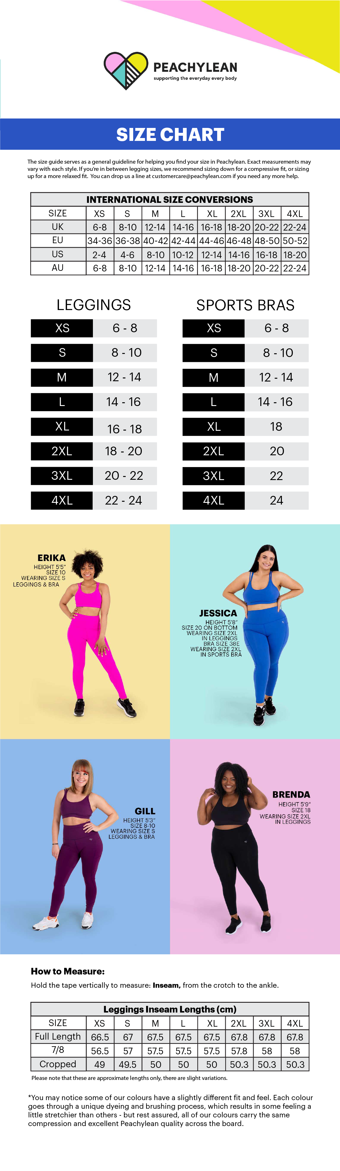 Sizing – Peachylean Ireland