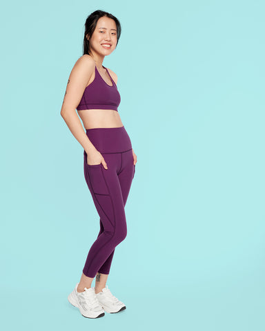 Aubergine High Waisted 7/8 Leggings with Pockets by Peachy Lean