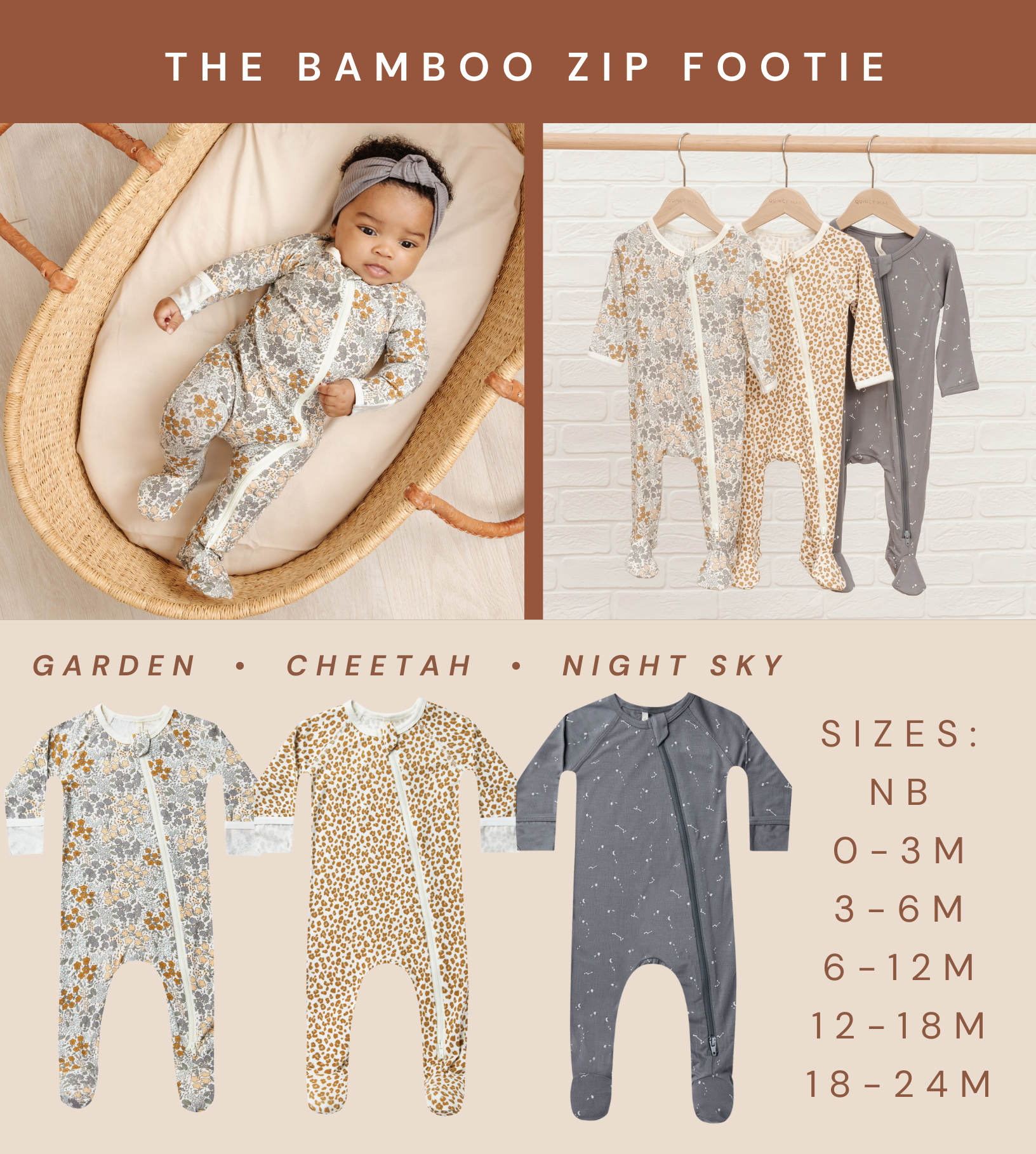 bamboo zip footie