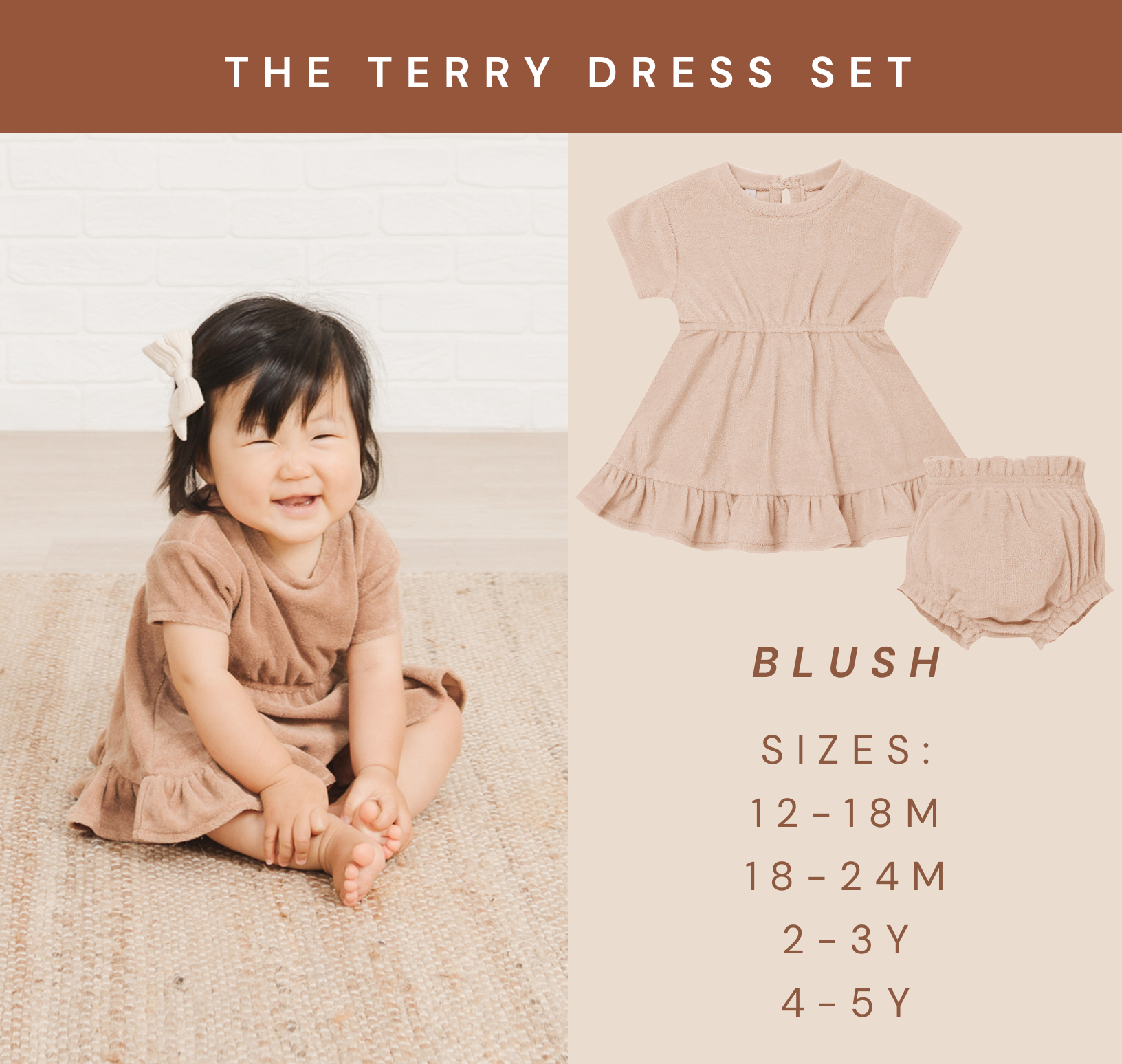 blush terry dress set