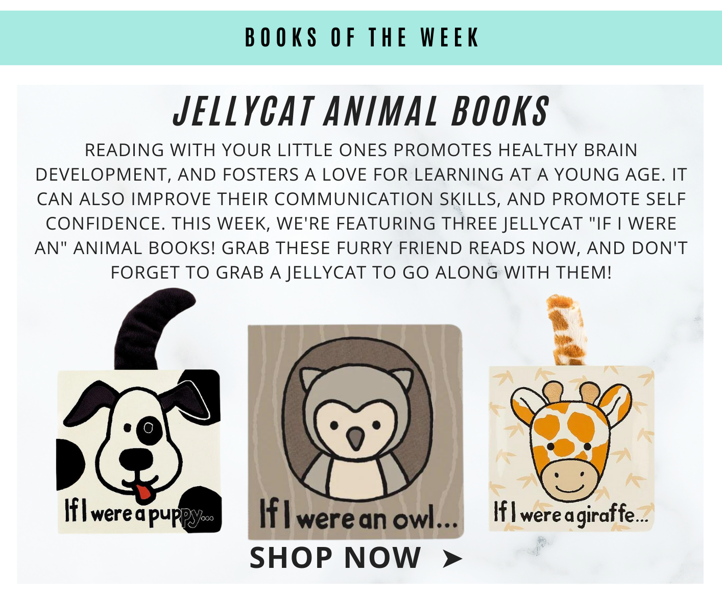 books of the week jellycat animals