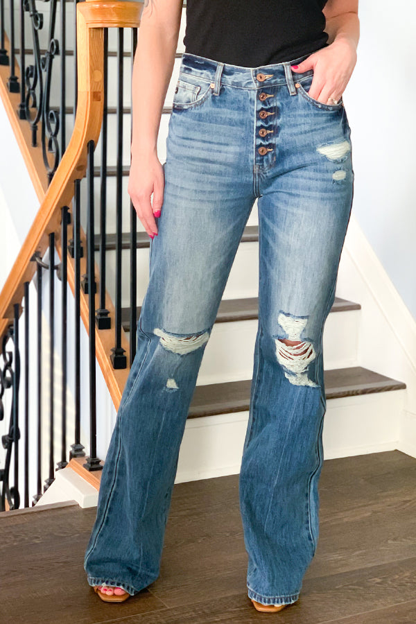 KANCAN HIGH RISE 90s Flare Jeans - Medium Wash $64.00 - PicClick