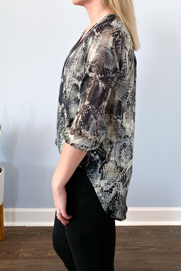 sheer snake print top