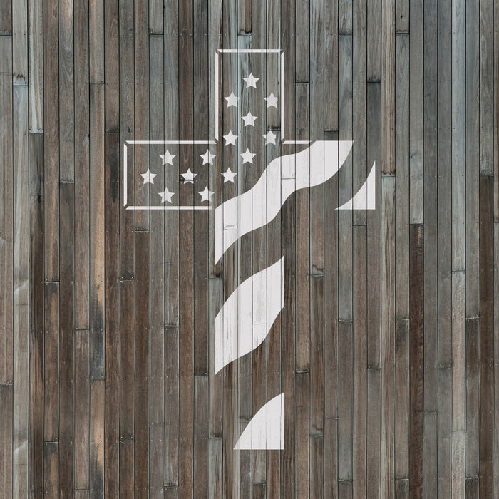 American Flag Cross Stencil - Laser cut Stencil Design Made in U.S.A