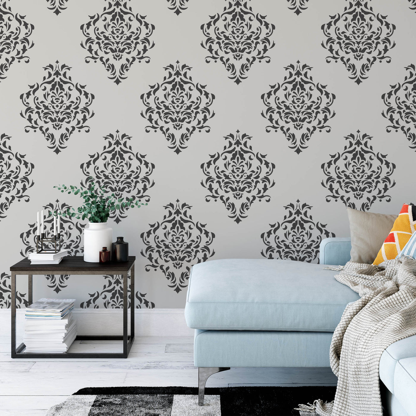 Damask Pattern Wall Stencil