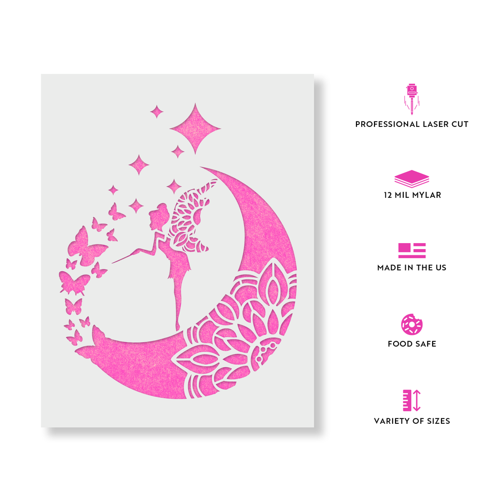 Download Mandala Fairy Moon Stencil | Stencil Revolution