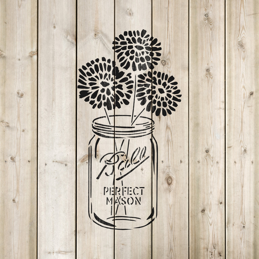 Mason Jar Floral Stencil Stencil Revolution