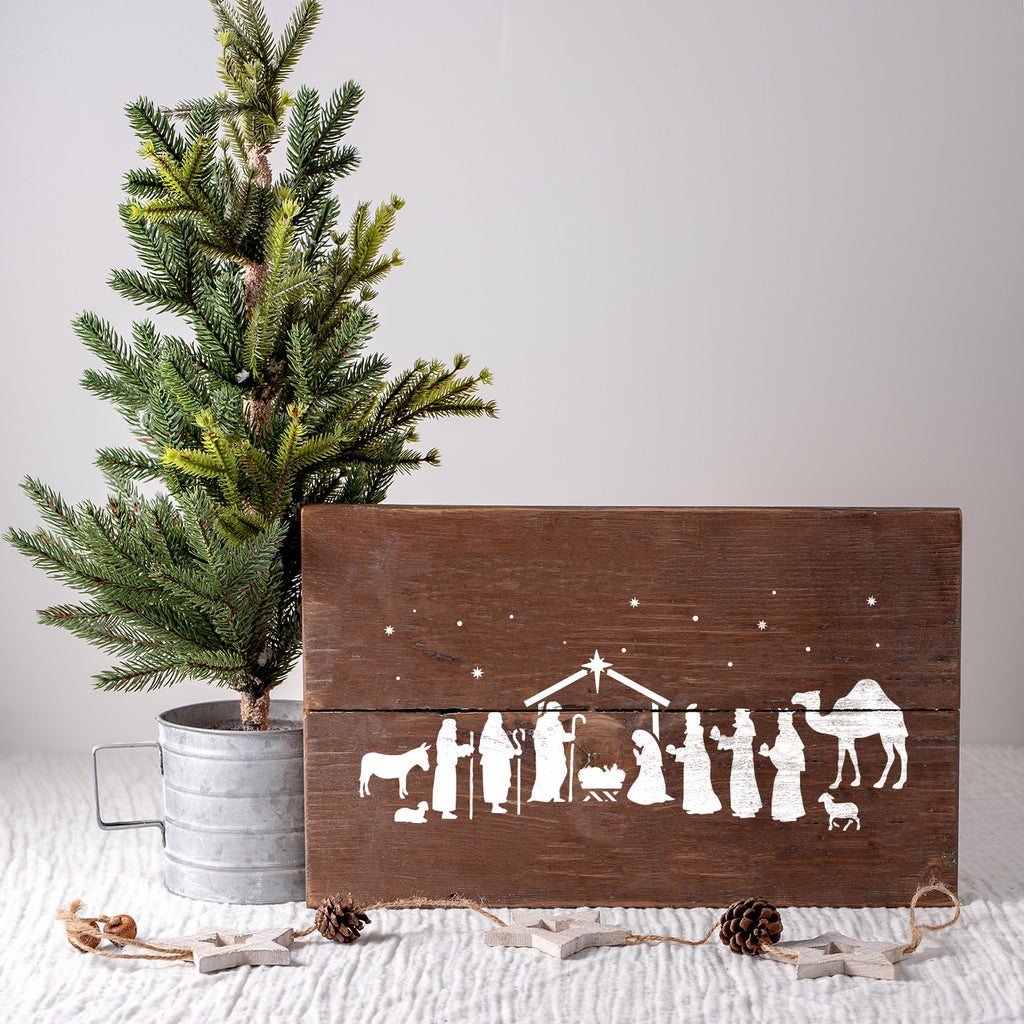 Nativity Stencil for Christmas DIY - Reusable Stencil for Wood Signs