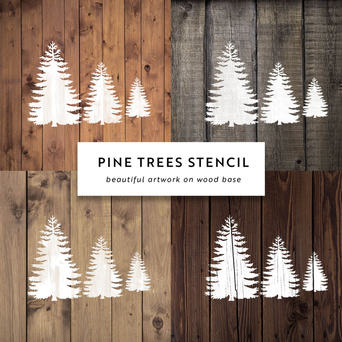 Pine Trees Stencil Reusable Stencil of Three Pine Trees Stencil