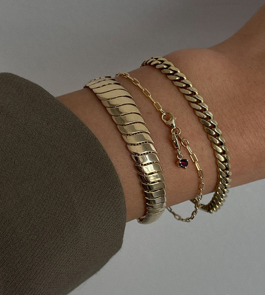 14K Gold Graduated Cobra Chain Bracelet – Nana Bijou