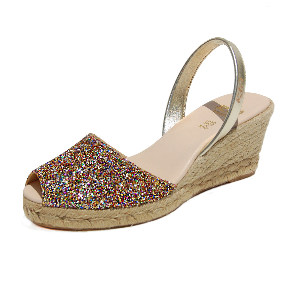 Avarcas Glitter Wedge Espadrilles Lluna in Confetti – RIA Menorca Australia