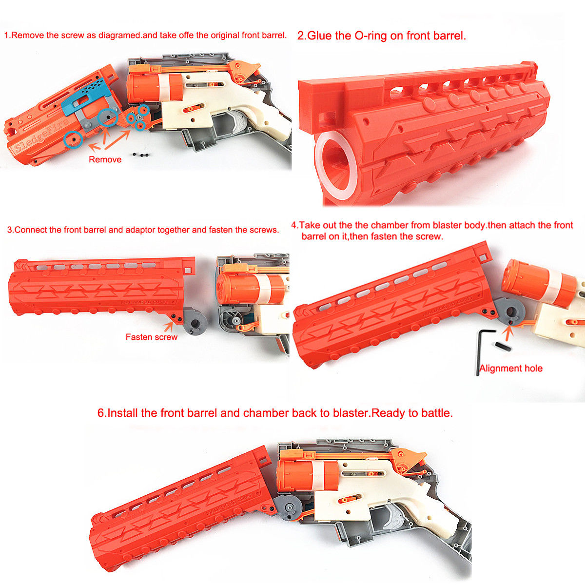 MaLiang 3D Printed Dual Black for Nerf Zombie Sledge Fire Toy - BlasterMOD