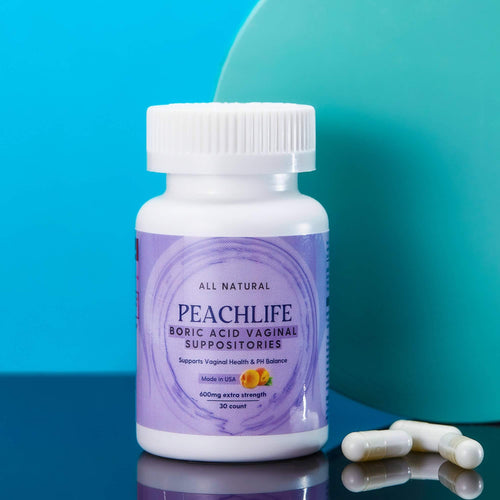 Peachlife® Boric Acid Suppositories - 30 Vegetable Caps - Yeast Infection Support