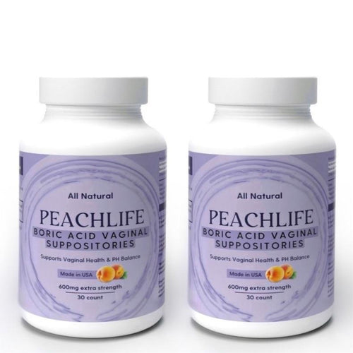 Peachlife® Boric Acid Vaginal Suppositories - 60 Vegetable Capsules - BV, UTI Support