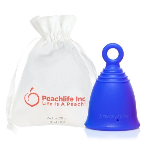 Peachlife® Ring Tab Menstrual Cup - Medium Size, Extra Firm