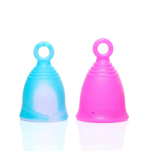 Peachlife® 2 Pack Ring Loop Menstrual Cups in Medium Firm: Small and Medium Size