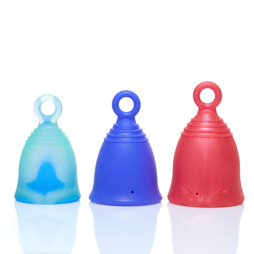 Peachlife® 3 Pack Ring Tab Menstrual Cups in Extra Firm: Small, Medium and Large