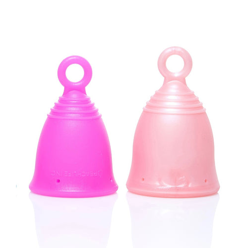Peachlife® 2 Pack Ring Loop Menstrual Cups in Medium Firm: Medium and Large Size