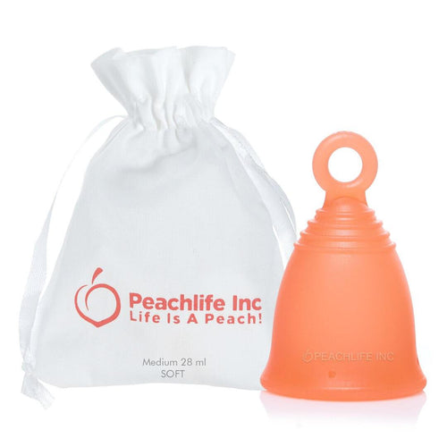 Peachlife® Ring Stem Menstrual Cup - 12 hour Period Protection - Medium Size, Soft