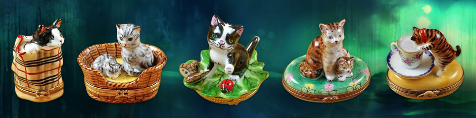 Cat Limoges Boxes - Cat Figurines