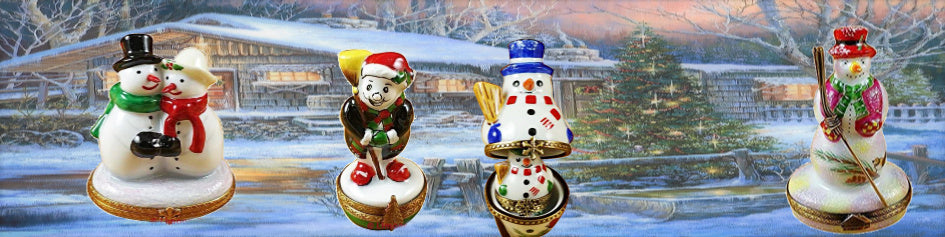 Snowmen Porcelain Figurine Limoges Boxes