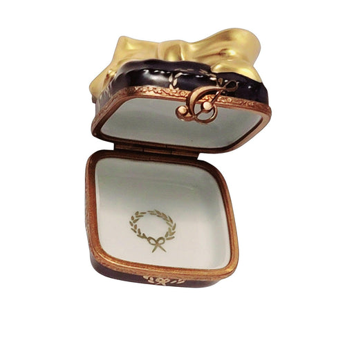 Blue Mini Moon Stars Present Gift Gold Bow Limoges Box Porcelain — {{ shop  }}