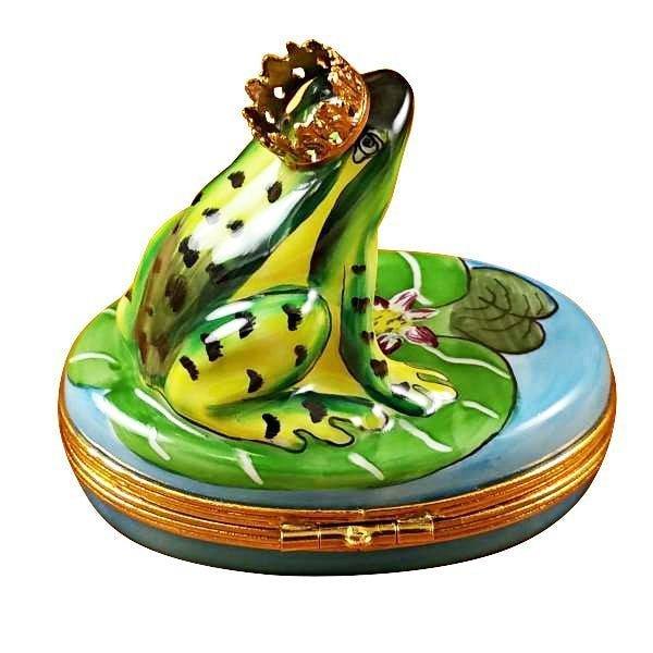 Frog with Crown Blue Base Limoges Box - Limoges Box Boutique