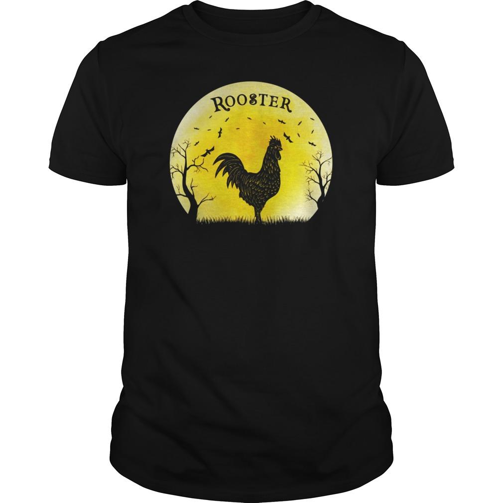 Rooster Halloween Vintage Retro Moon T Shirt