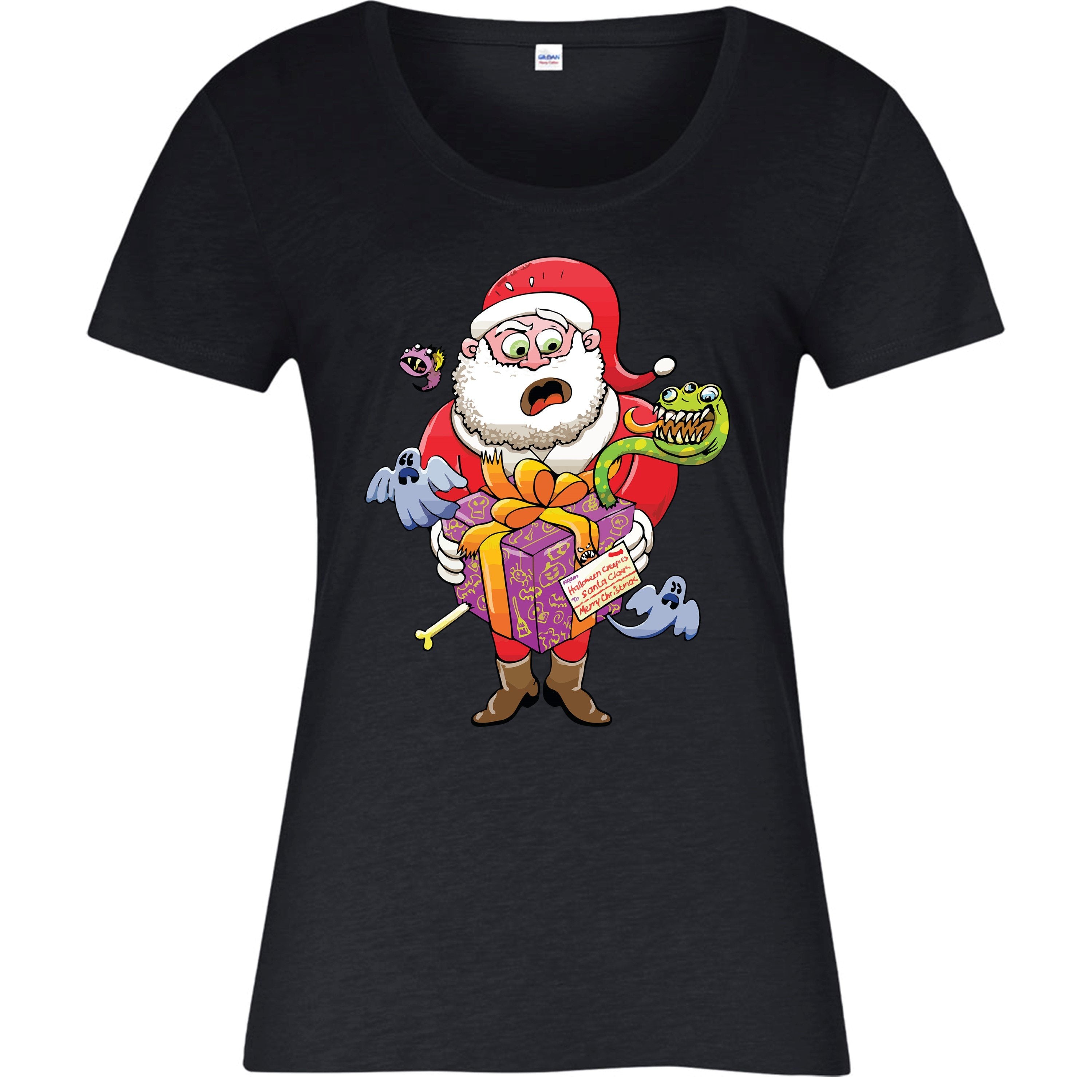 Santa Christmas T-shirt, Xmas Santa Halloween Festive Gift Adult Top