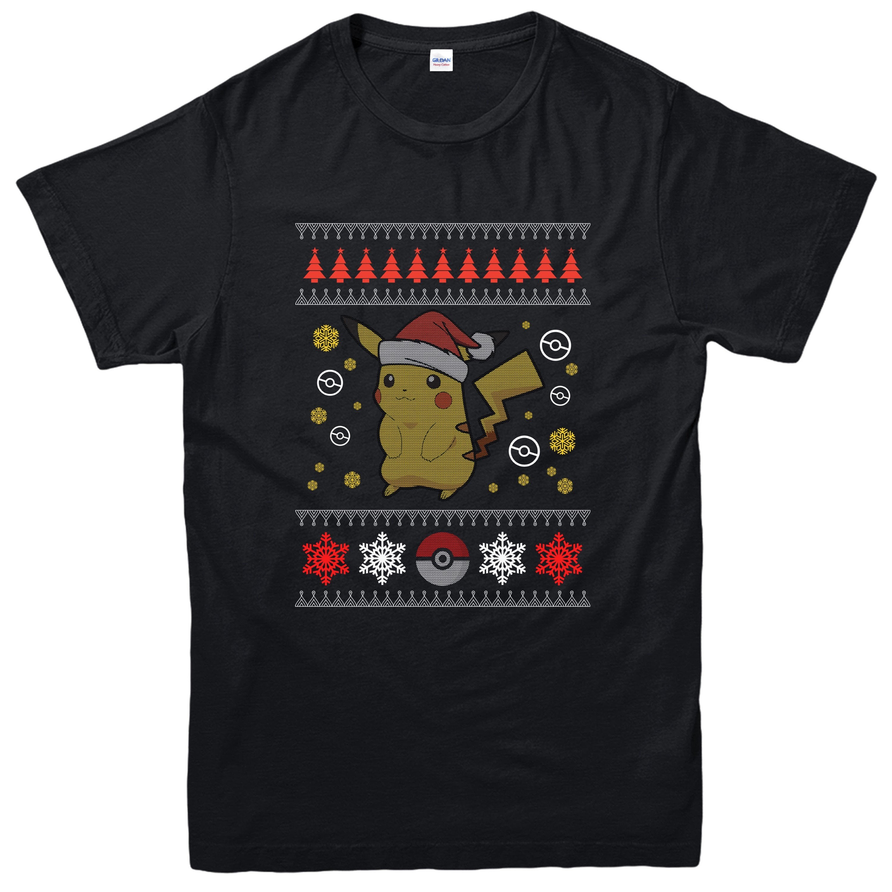 Pikachu Xmas, Pokemon Festive Inspired Christmas Design Tee Top T Shirt