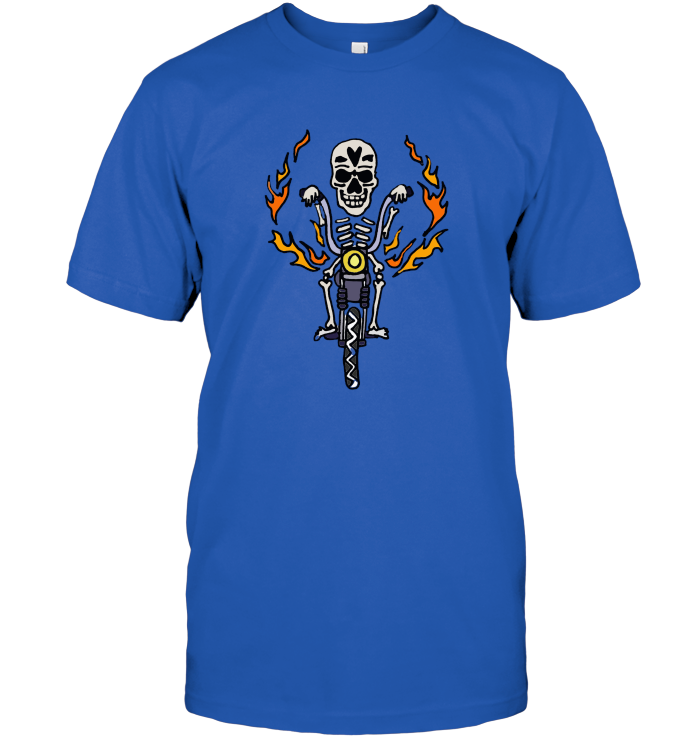 Funny Cool Biker Skeleton Riding Motorcycle Art T-shirt, , 