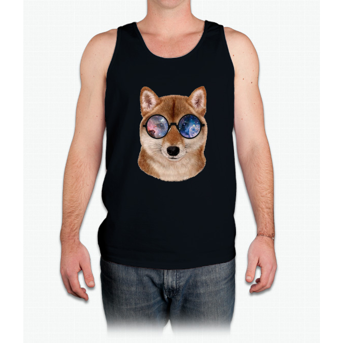 Shiba Inu In Retro Galaxy Glass, Japanese Dog T-shirt S Tank Top