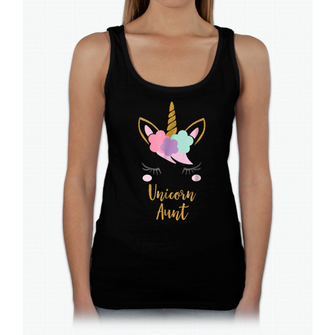 Unicorn Aunt Shirt, Aunt Of The Birthday Girl Gift Tank Top